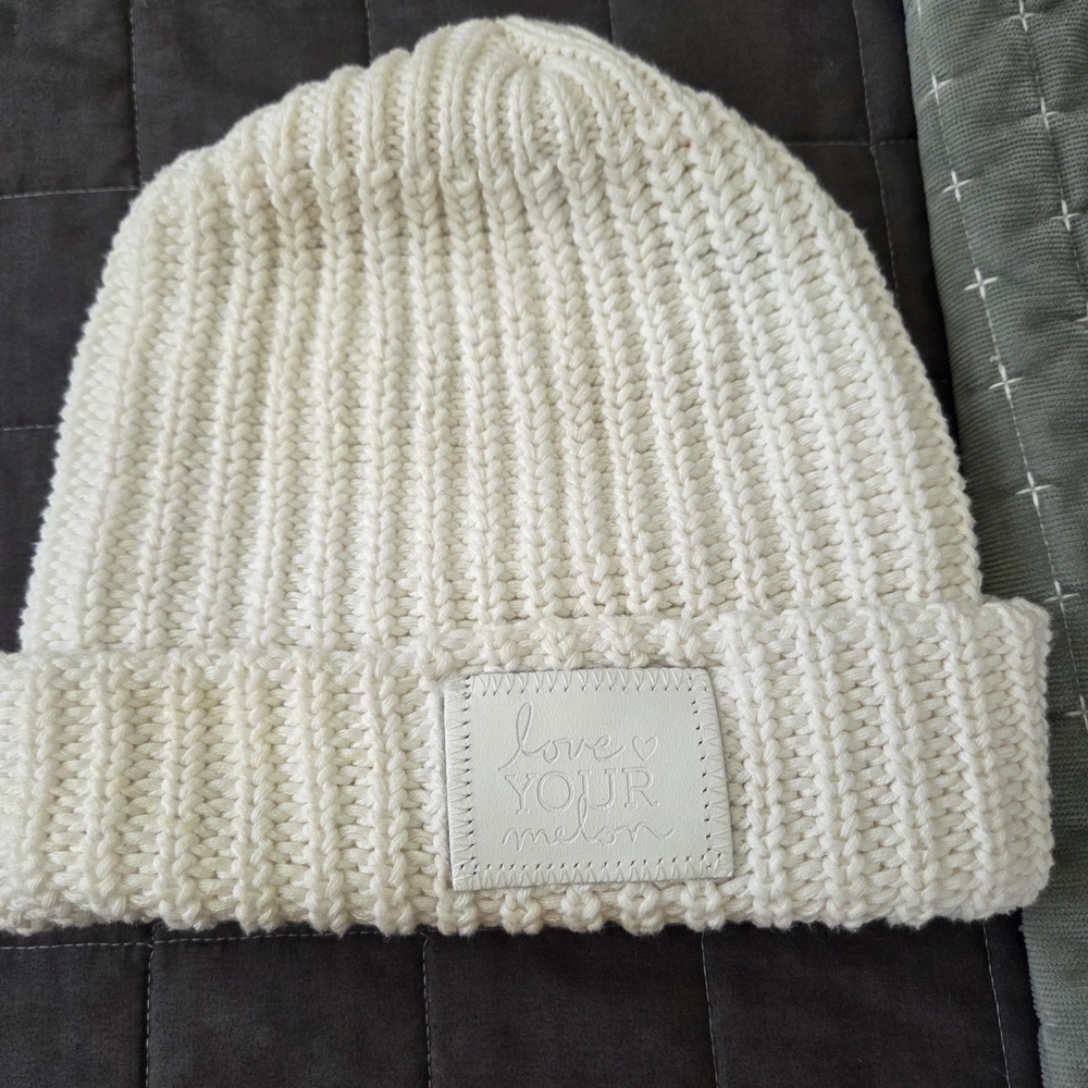 Love Your Melon Ivory Knit Beanie